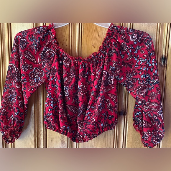 NWOT Speechless Boho Floral Red, Blue & White Women's Crop Top - Size M - Picture 1 of 4